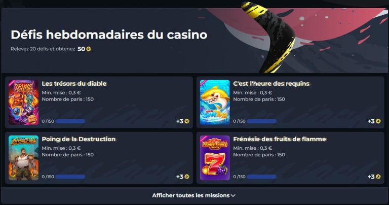 Boomerang Casino défis hebdomadaire