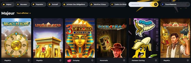 Boomerang Casino jeux