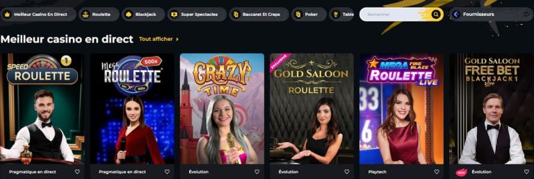 Boomerang Casino jeux live